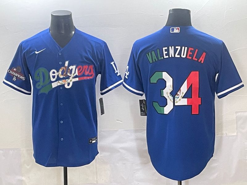 Men 2025 Los Angeles Dodgers #34 Valenzuela Blue Nike MLB Jersey style 7155->los angeles dodgers->MLB Jersey